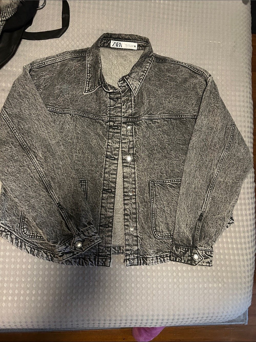 ZARA Acid Wash Gray Denim Jacket - Women's